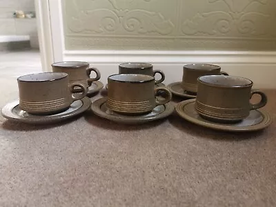 Buy Purbeck Studland Pottery Cups And Saucers X 6 • 24£