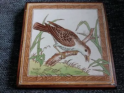 Buy Vintage Minton Hollins & Co Square Tile Decorated With Bird / Pot Stand • 5.95£