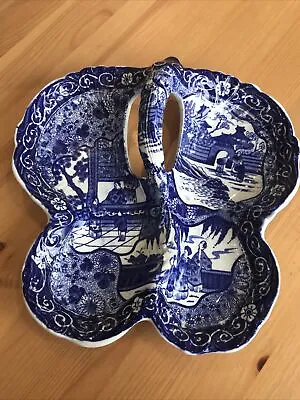 Buy Antique Blue And White Transferware Serving Dish Plate Handled Japanese Design • 24£