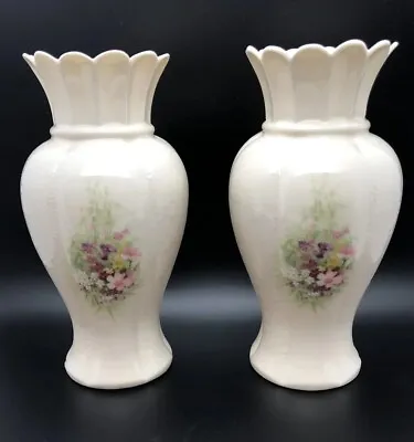 Buy Donegal Vase Irish Parian China Floral Flowers Fluted Scalloped Set Of 2 • 33.11£