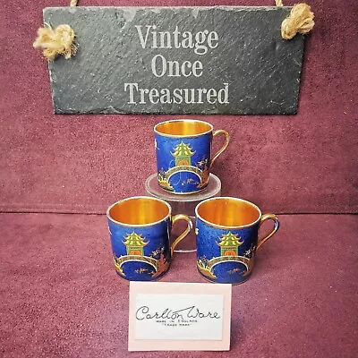 Buy Carlton Ware MIKADO Blue Bleu Royale * 3 X COFFEE CAN CUPS * Antique 1920s VGC • 18.75£