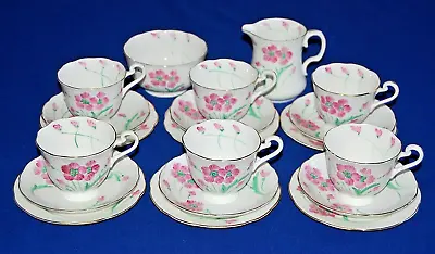 Buy Art Deco Radfords Hand Painted 20 Piece Pink Floral Tea Set. • 29.99£