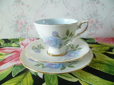 Buy Royal Standard English China Trio Tea Cup Saucer Plate Fascination Blue Roses • 6£