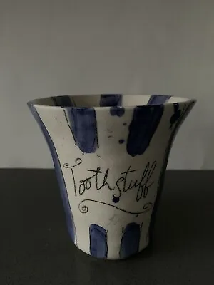 Buy Kaz Morton Blue And White  Stripe Pottery/ceramic Tooth Brush Holder. New • 12.99£
