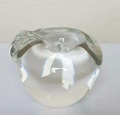 Buy Apple Glass Paperweight Ornament 8cm Vintage Langham Clear Crystal Glass VGC • 20£