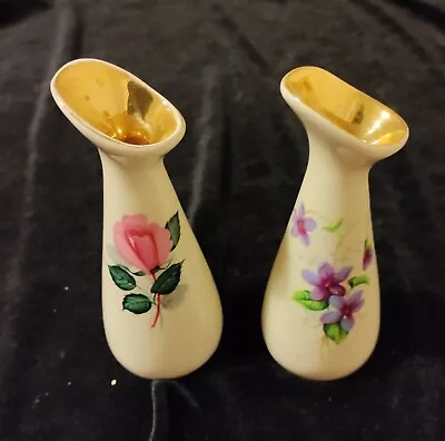 Buy Vintage Wade Mini Bud Vases Gold Gilt Top Purple Violet Pink Rose Decoration  • 4.55£