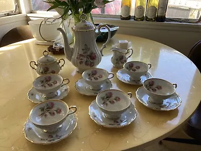 Buy EDELSTEIN Bavaria Maria Theresia Moss-Rose German Fine Porcelain Tea Set For 6 • 400.86£