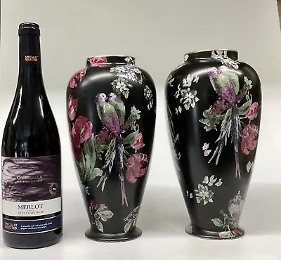 Buy Royal Stafford Pottery Vases A Pair Wilkinson’s Ltd Black /Pink Birds C1910 RARE • 150£