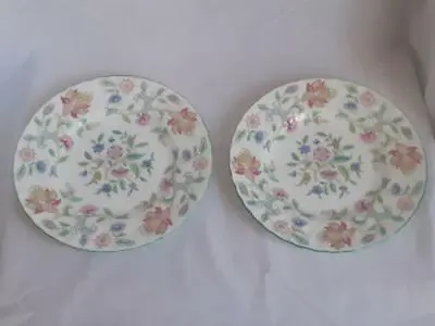 Buy Minton Haddon Hall 2 X Green Rimmed Side Plates - 7 Inch - Dated 1950 / 60's • 21.50£