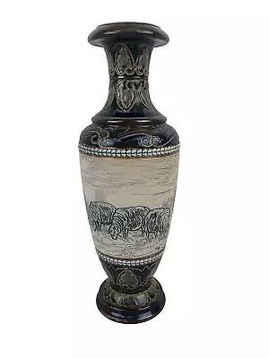 Buy Doulton Lambeth Hannah Barlow Vase Sheep Design No 129 (1882-1902) • 975£