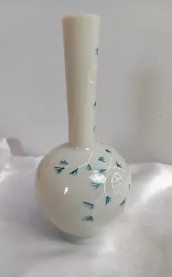 Buy  Antique Vintage Vase Overlay Glass Vase White Hand Painted  • 9.99£