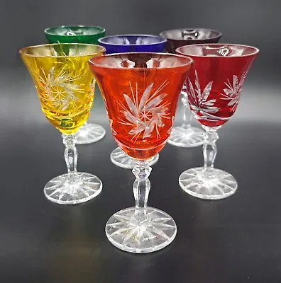 Buy Czech Bohemian Crystal Glass Handmade - Vodka Glass- 6 Pcs Multicolor • 43.61£
