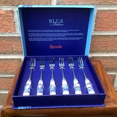 Buy Spode Italian Pattern Blue And White Cutlery 6 Cake Forks - New/boxed • 7£