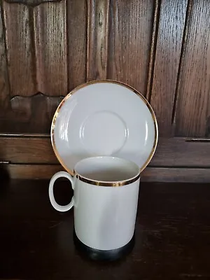 Buy Vintage Thomas Of Germany Medallion White & Gold Band Coffe Cup Saucer  3   • 6.50£
