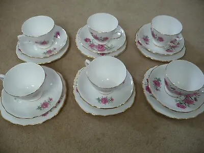 Buy Royal Vale Ridgway Potteries - Pink Flowers - 6 Trios-  Porcelain Bone China • 16£