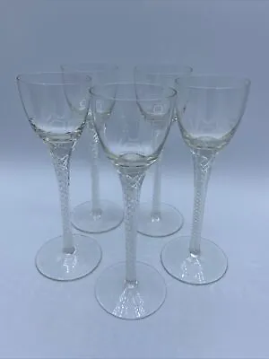 Buy Lot Of 5 Crystal Air Twist Stem Handblown SHERRY GLASSES-Belaire By Bohemia • 46.41£