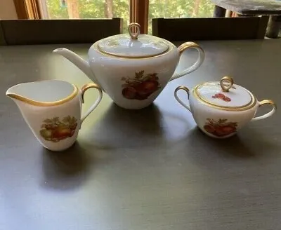 Buy Jaeger Bavaria Orchard Teapot Porcelain Gold Rim Set Of 3 • 16.33£