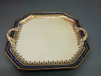 Buy Antique Spode Copeland China Bradford Blue-Gold Platter Cake Plate Collectible  • 33£
