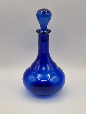 Buy Elegant Vintage/Retro Colbalt Blue Glass Decanter Bristol Style W Stopper Gift • 34.99£