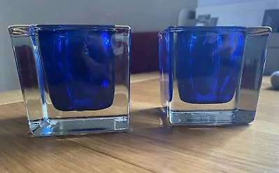Buy Zara Home Heavy, Chunky Cobalt Blue Glass Votive Holders • 18£