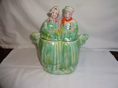Buy Rare Wood & Sons Burslem Staffordshire Dutch Boy & Girl Porcelain Tea Caddy • 54£