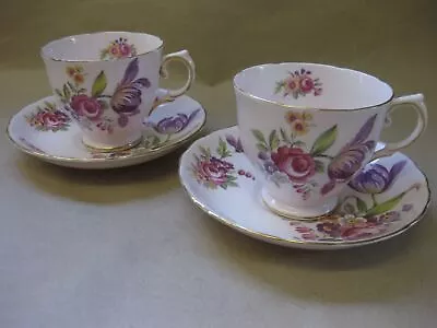 Buy Tuscan China Montrose Pattern ~ Pair Of Tea Cups & Saucers ~ Pretty Pink/ Floral • 21.99£