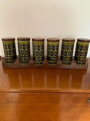 Buy Vintage Hornsea Heirloom Green Spice Jars Rack Spice Set Tall Jars • 34.99£