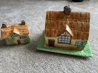 Buy Lot: Vintage Beswick Ware Cottage Preserve Pot 244 And Butter Dish 250 • 36.44£