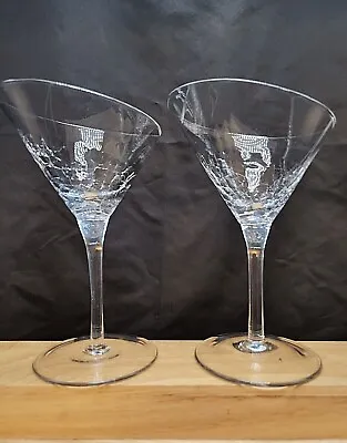 Buy Pier 1 Slant Angled Rim Crackle Martini Glasses Set Of 2 Clear Cosmo Cocktail • 23.90£