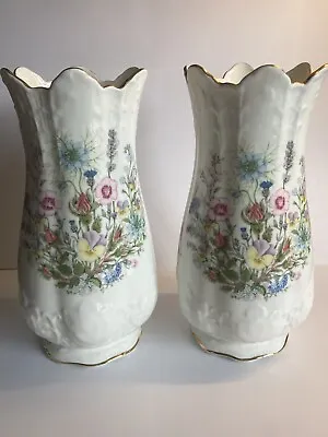 Buy 2 X Aynsley Fine China Wild Tudor Vases 20.5cm • 9.99£