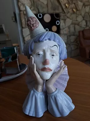 Buy LLADRO SAD JESTER CLOWN BUST HEAD PORCELAIN FIGURINE 12  TALL. Perfect Condition • 283.67£