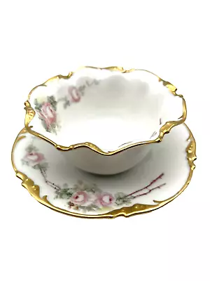 Buy Antique Porcelain Fine China Jean Pouyat Sauce Bowl W/Underplate Limoges France • 81.87£