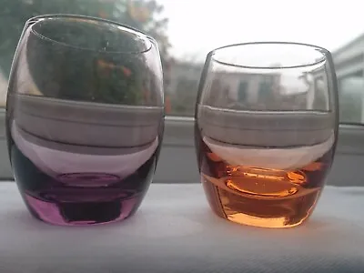 Buy Vintage Harlequin Amethyst Purple Peach Drink Shot Glasses Bohemian Czech Glass • 8£