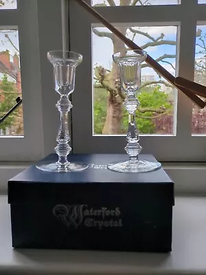 Buy Waterford Crystal Curraghmore Pair Glass Candle Holders / Sticks In Box • 80£