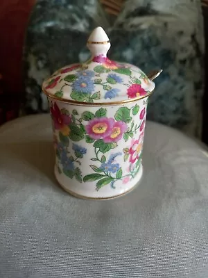 Buy Crown Staffordshire Jam/Mustard Pot With Spoon 1920/30's • 10£
