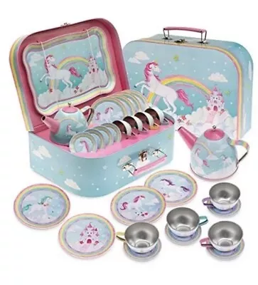Buy Tea Set Toy X15 Piece Kids Party Carry Case Toddlers Unicorn Rainbows Teapot • 12.50£