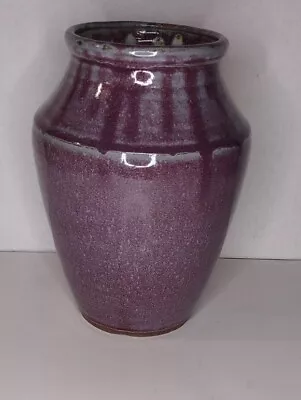 Buy Pottery Stoneware 8.5 In Purple Grey Mottled Vase Artist Signed • 18.59£