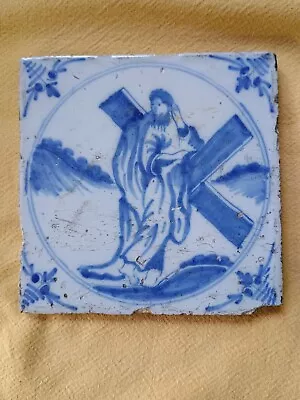 Buy Antique 18thc Bristol Delft Blue & White Tile 5” X 5” • 49.99£