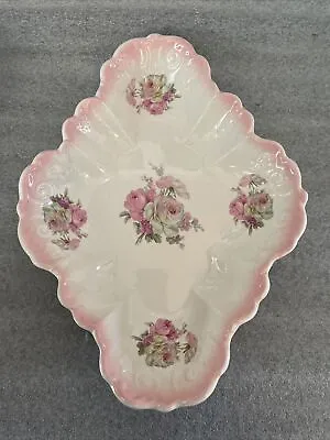 Buy James Kent Pottery Victorian Rose Pattern Trinket Dish 20cm X 27cm Pink / White • 10£