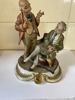 Buy Vintage Porcelain Figurine  CAPODIMONTE. Tiche Bruno. Gentlemen With Cigars. • 149.99£