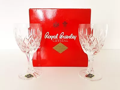 Buy 2 X Royal Brierley Gainsborough Cut Wine Glasses Brand New In Box Labelled DB1 • 49.99£