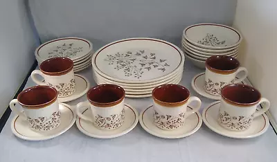 Buy 1970s Biltons Pottery 30 Piece Dinner Set ~  Brown Floral Oat Design • 50£