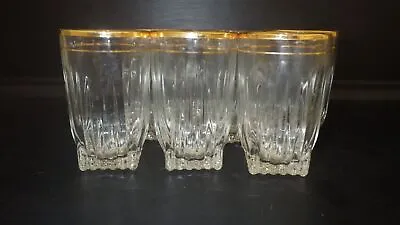 Buy Vintage Federal Glass Park Ave Tumblers Gold Trim Square Bottom 4 12 Ounce Euc • 38.13£