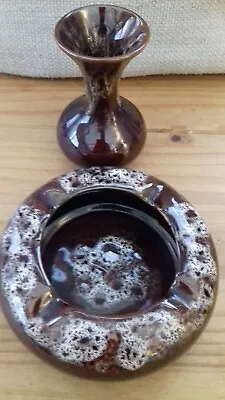 Buy Kernewek Brown Cornish Vintage Pottery - Ash Tray And Vase  • 5.50£