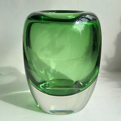 Buy Vintage Small Green Cased Glass Vase Scandinavian? • 18£