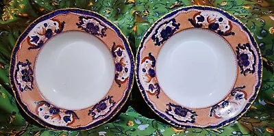 Buy Antique Booths England  Victoria Pattern  4351-A Stone China Cobalt Gold Plates • 23£