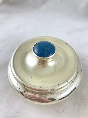 Buy Vintage Turkish 900 Silver Plated Trinket With Blue Stone Top • 25£