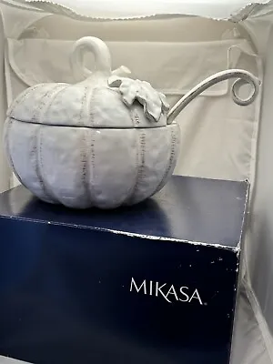 Buy Mikasa COUNTRYSIDE HARVEST Pumpkin Tureen Lid Ladle Ivory White New In Box *809 • 95.32£
