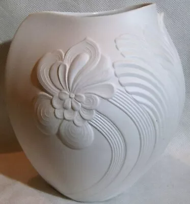 Buy Kaiser White Bisque Porcelain Floral Pattern Vase Designed By M Frey (6.5 In) • 25.01£