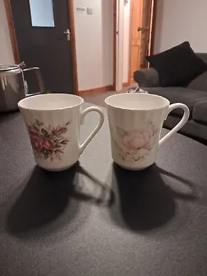 Buy 2 Vintage Queensway Floral Fine Bone China Mugs Cups Staffordshire.         (T) • 5.99£